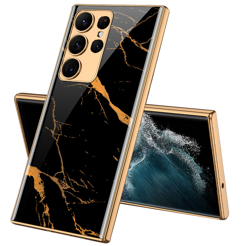 GKK For Samsung Galaxy S23 Ultra Tempered Glass Phone Case TPU PC Anti-Scratch Pattern Printing Electroplated Cover GKK For Samsung Galaxy S23 Ultra Tempered Glass Phone Case TPU PC Anti-Scratch Pattern Printing Electroplated Cover